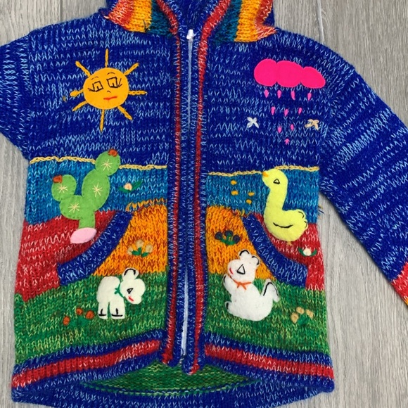 Handmade Embroidered Hoodie Sweater Size 4 - Picture 2 of 8